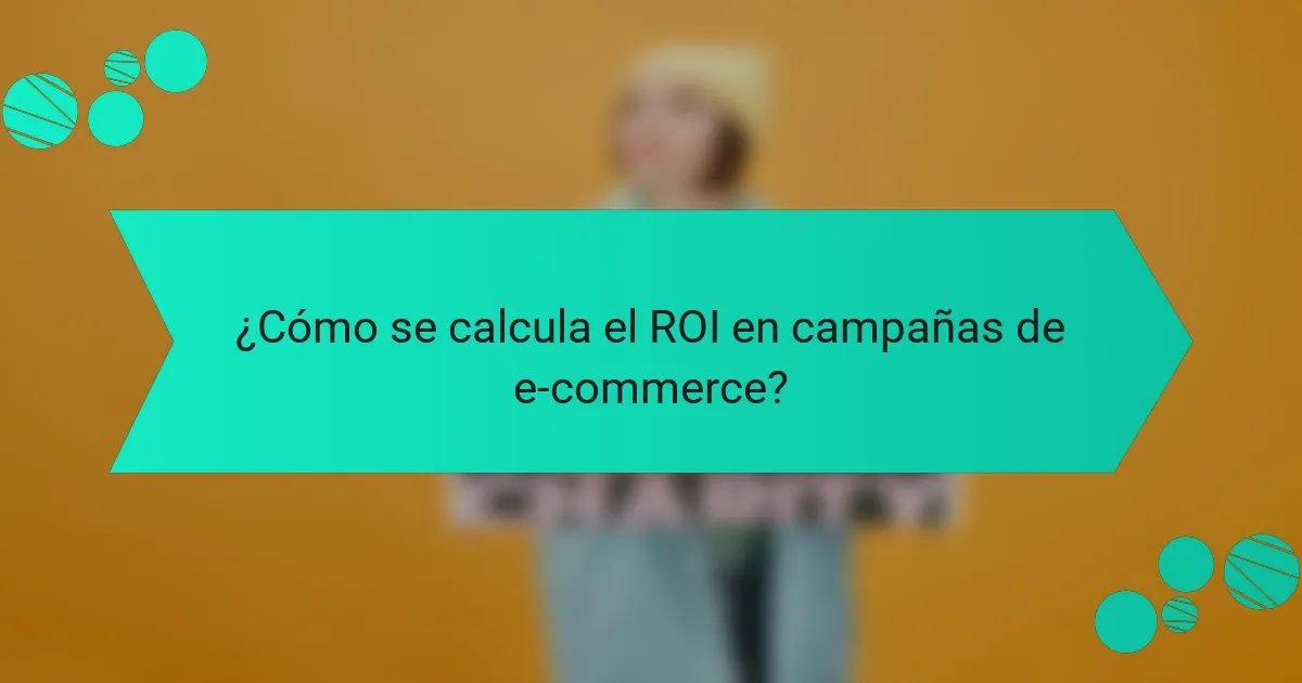 ¿Cómo se calcula el ROI en campañas de e-commerce?